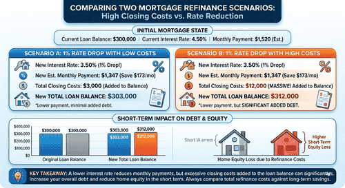 Chart comparing mortgage balances with and without rolled-in closing costs